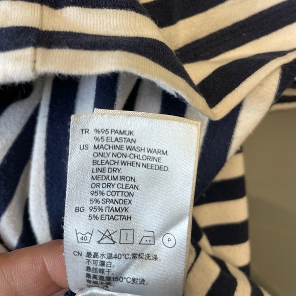 H&M stripped navy/white t-shirt short sleeve short jersey women’s dress s Small - Picture 5 of 5